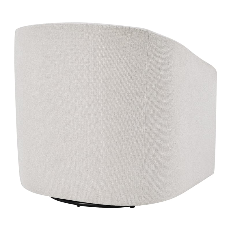 Scranton & Co Barrel Swivel Accent Chair in Cream Fabric Fully Assembled