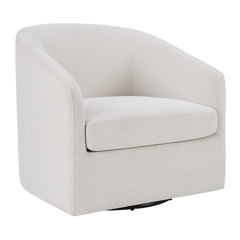 Scranton & Co Barrel Swivel Accent Chair in Cream Fabric Fully Assembled