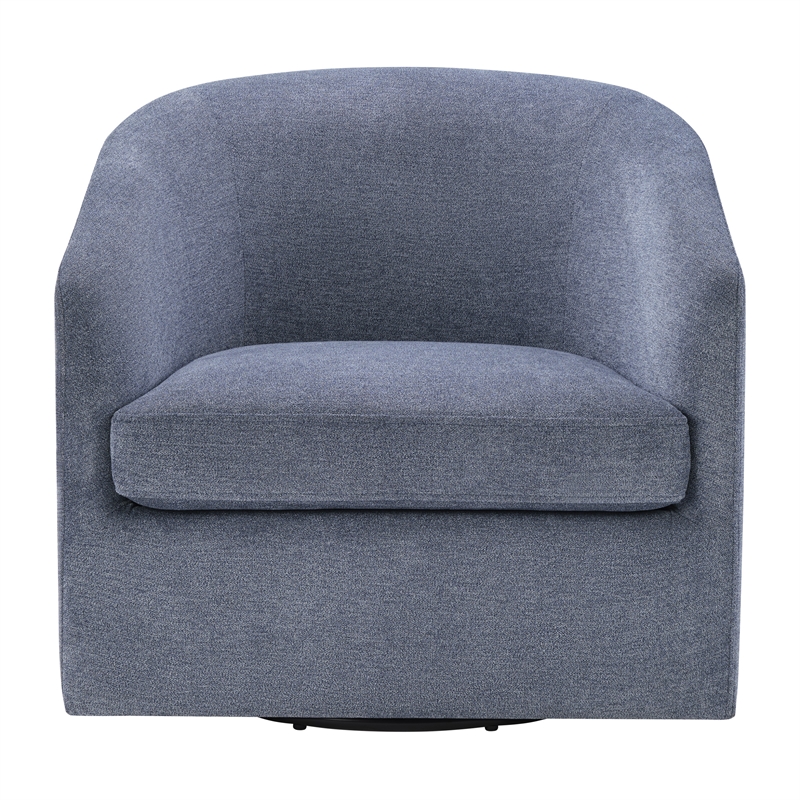 Scranton & Co Barrel Swivel Accent Chair in Blue Fabric Fully Assembled