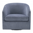 Scranton & Co Barrel Swivel Accent Chair in Blue Fabric Fully Assembled