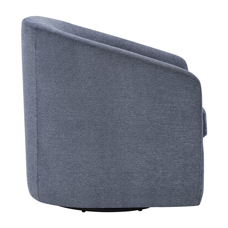 Scranton & Co Barrel Swivel Accent Chair in Blue Fabric Fully Assembled