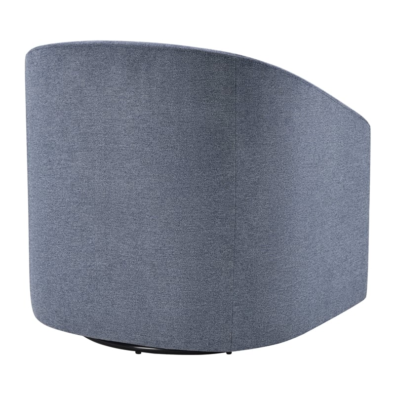Scranton & Co Barrel Swivel Accent Chair in Blue Fabric Fully Assembled