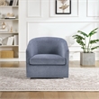 Scranton & Co Barrel Swivel Accent Chair in Blue Fabric Fully Assembled