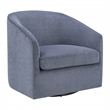 Scranton & Co Barrel Swivel Accent Chair in Blue Fabric Fully Assembled