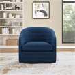 Scranton & Co Barrel Swivel Accent Chair in Navy Blue Fabric Assembled