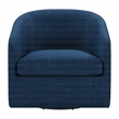Scranton & Co Barrel Swivel Accent Chair in Navy Blue Fabric Assembled