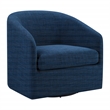 Scranton & Co Barrel Swivel Accent Chair in Navy Blue Fabric Assembled