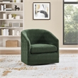 Scranton & Co Barrel Swivel Accent Chair in Green Fabric Fully Assembled