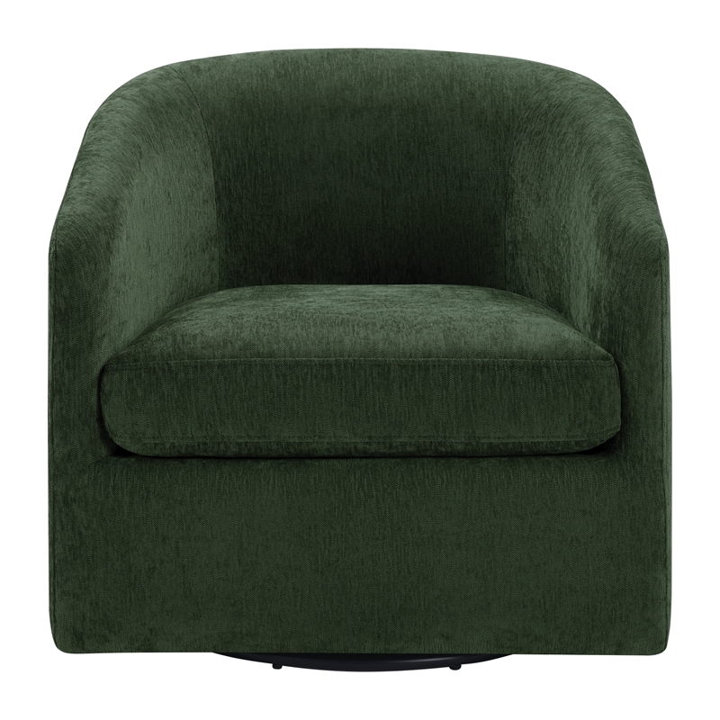 Scranton & Co Barrel Swivel Accent Chair in Green Fabric Fully Assembled