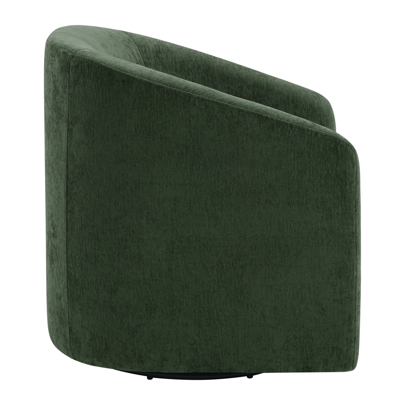 Scranton & Co Barrel Swivel Accent Chair in Green Fabric Fully Assembled