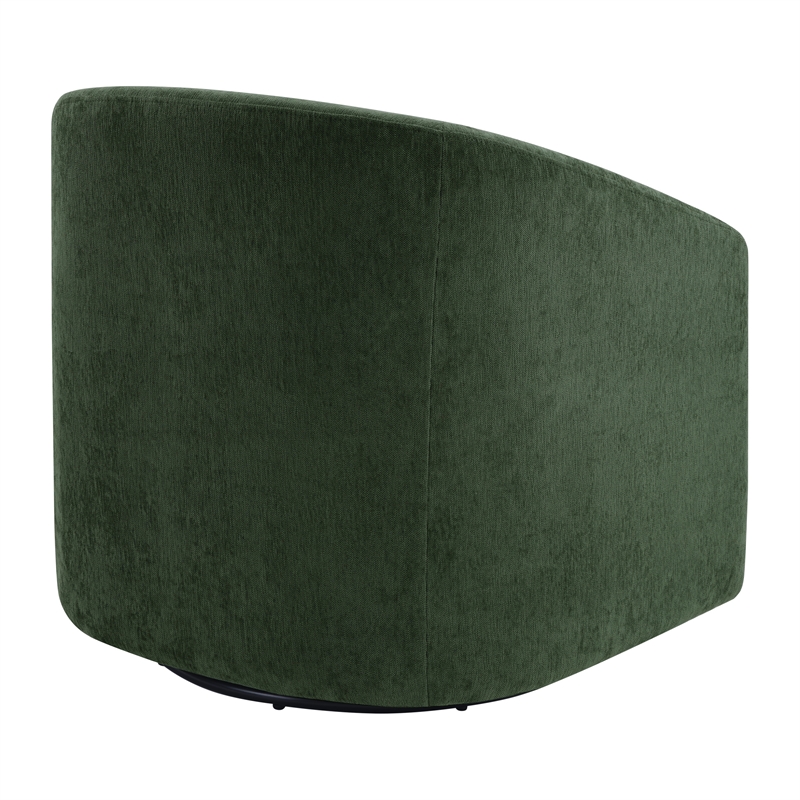 Scranton & Co Barrel Swivel Accent Chair in Green Fabric Fully Assembled