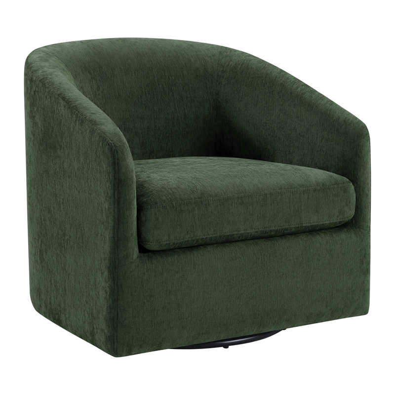 Scranton & Co Barrel Swivel Accent Chair in Green Fabric Fully Assembled