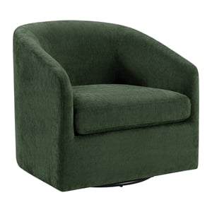 Scranton & Co Barrel Swivel Accent Chair in Green Fabric Fully Assembled