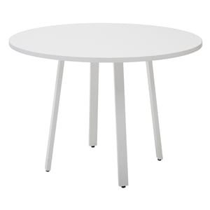 Scranton & Co 42&quot Round Conference Table in White Laminate Metal Legs