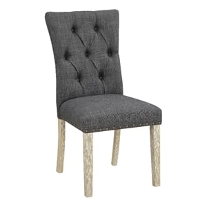 Scranton & Co Farmhouse Dining Chair 2-Pack in Charcoal with Nailheads