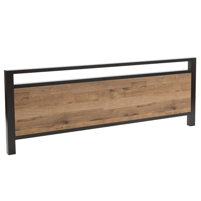 Scranton & Co Queen Size Metal Headboard and Footboard in Brown Wood