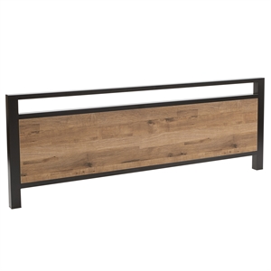 Scranton & Co Queen Size Metal Headboard and Footboard in Brown Wood
