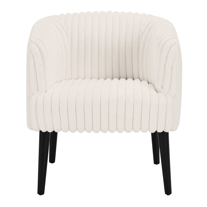 Scranton & Co Contemporary Accent Chair in White Cord Fur with Black Legs