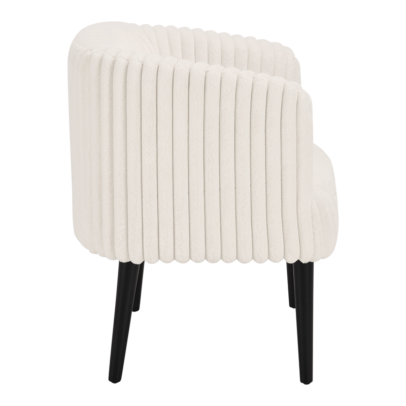 Scranton & Co Contemporary Accent Chair in White Cord Fur with Black Legs
