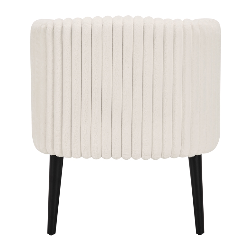 Scranton & Co Contemporary Accent Chair in White Cord Fur with Black Legs