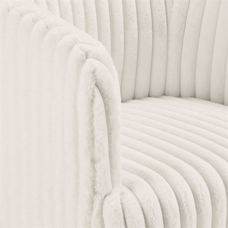 Scranton & Co Contemporary Accent Chair in White Cord Fur with Black Legs
