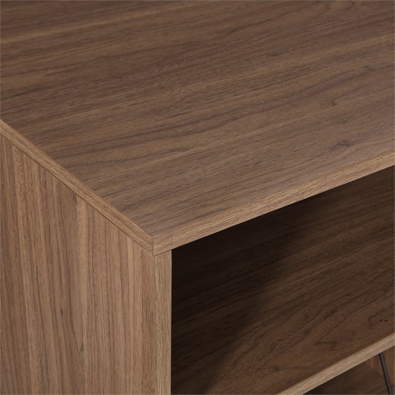 Scranton & Co Mid-Century Record Player Stand with Album Storage in Walnut