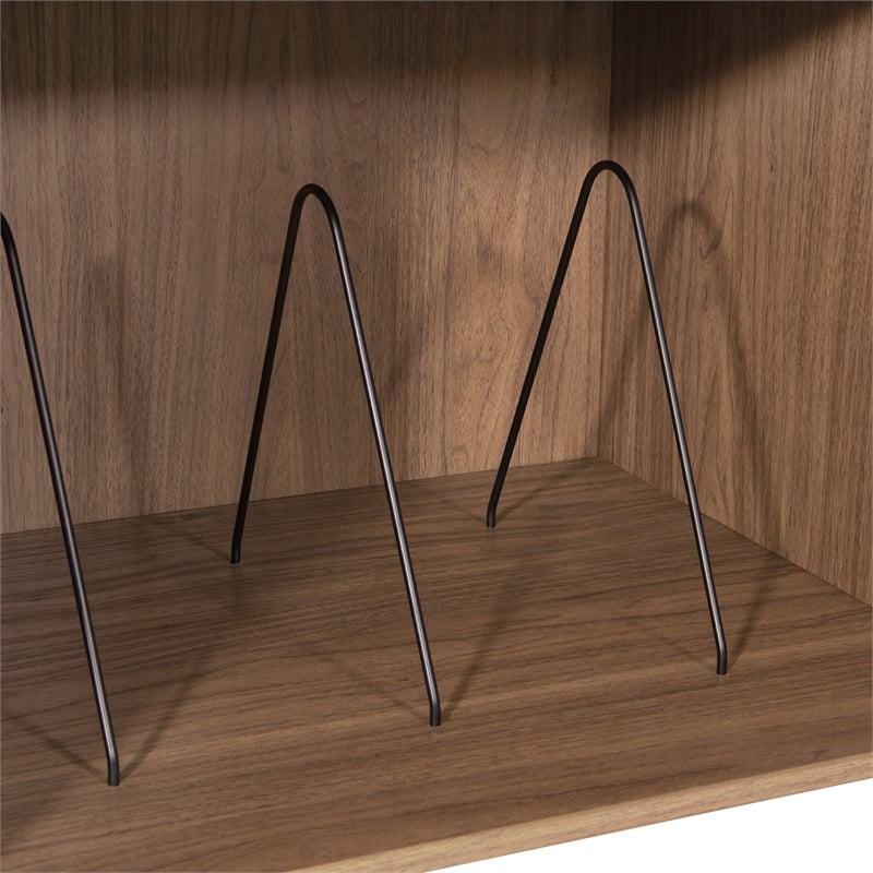 Scranton & Co Mid-Century Record Player Stand with Album Storage in Walnut