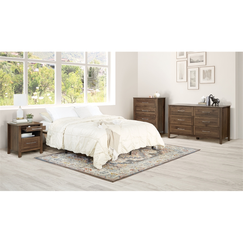 Scranton & Co 3-Piece Bedroom Set in Classic Walnut Wood Finish
