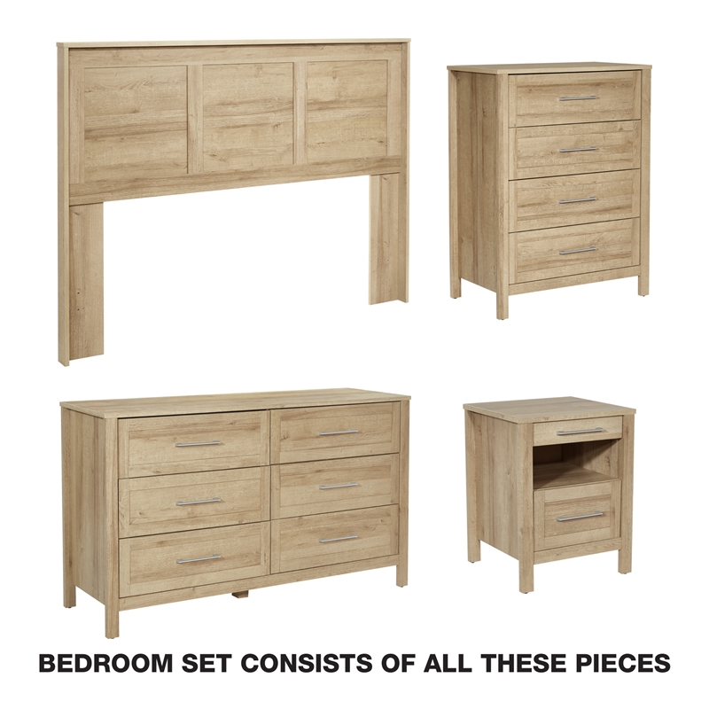 Scranton & Co Contemporary 4-Piece Queen/Full Bedroom Set in Canyon Oak