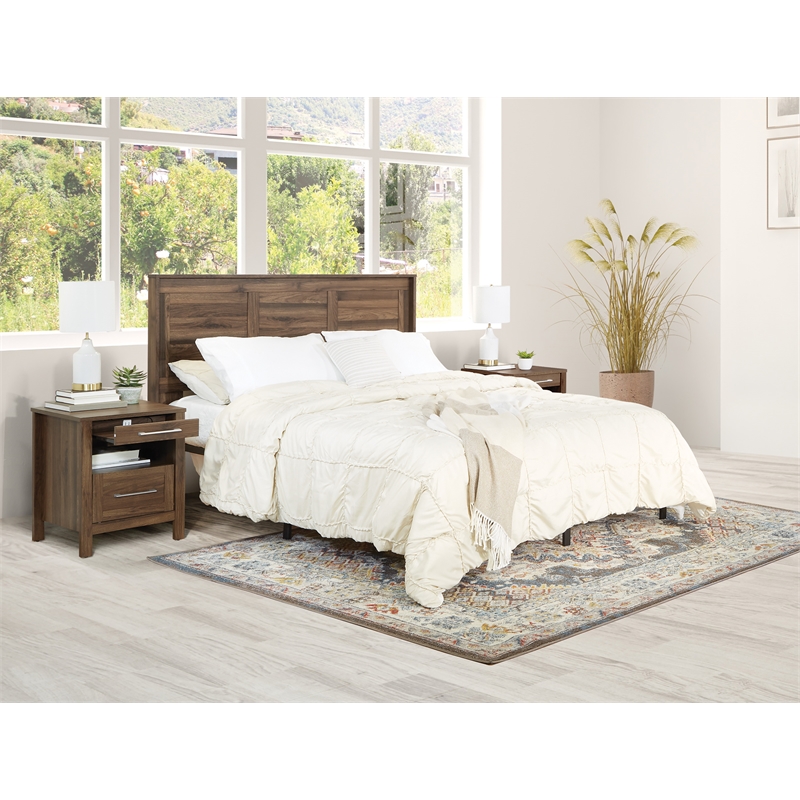 Scranton & Co 3-Piece Queen/Full Headboard and 2 Nightstands in Walnut