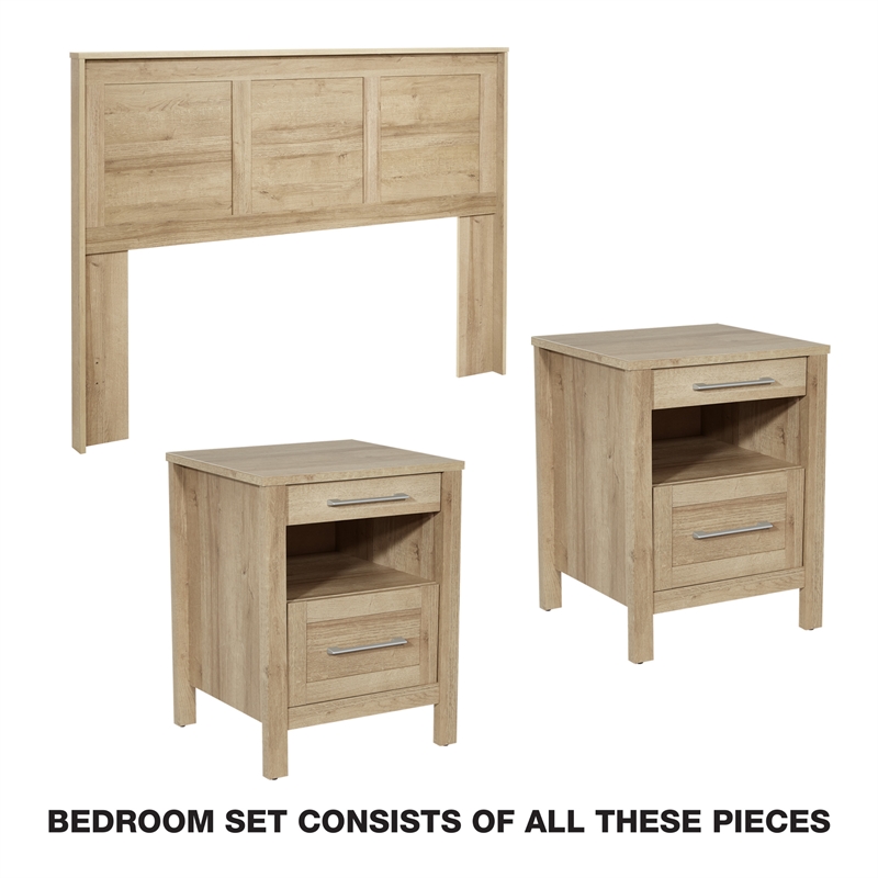 Scranton & Co 3-Piece Queen/Full Headboard and 2 Nightstands in Canyon Oak