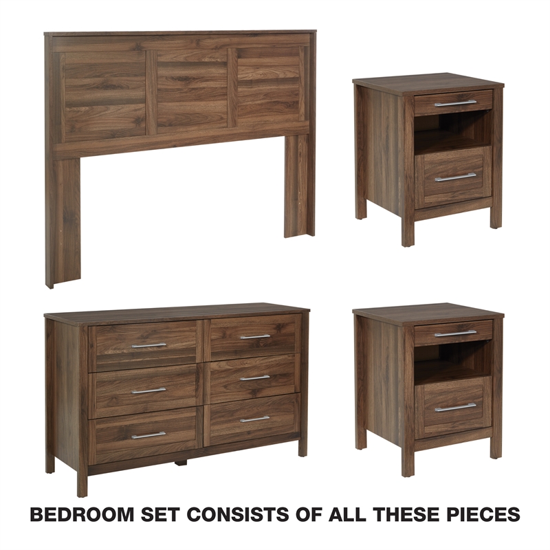 Scranton & Co Queen/Full 4-Piece Bedroom Set in Classic Walnut Finish