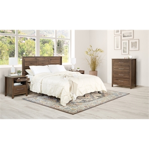 Scranton & Co Queen/Full 4-Piece Set in Classic Walnut with Chest