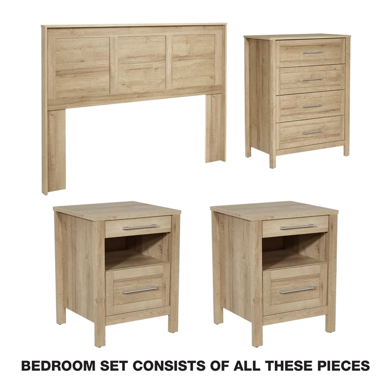 Scranton & Co Queen/Full 4-Piece Set in Canyon Oak with Chest