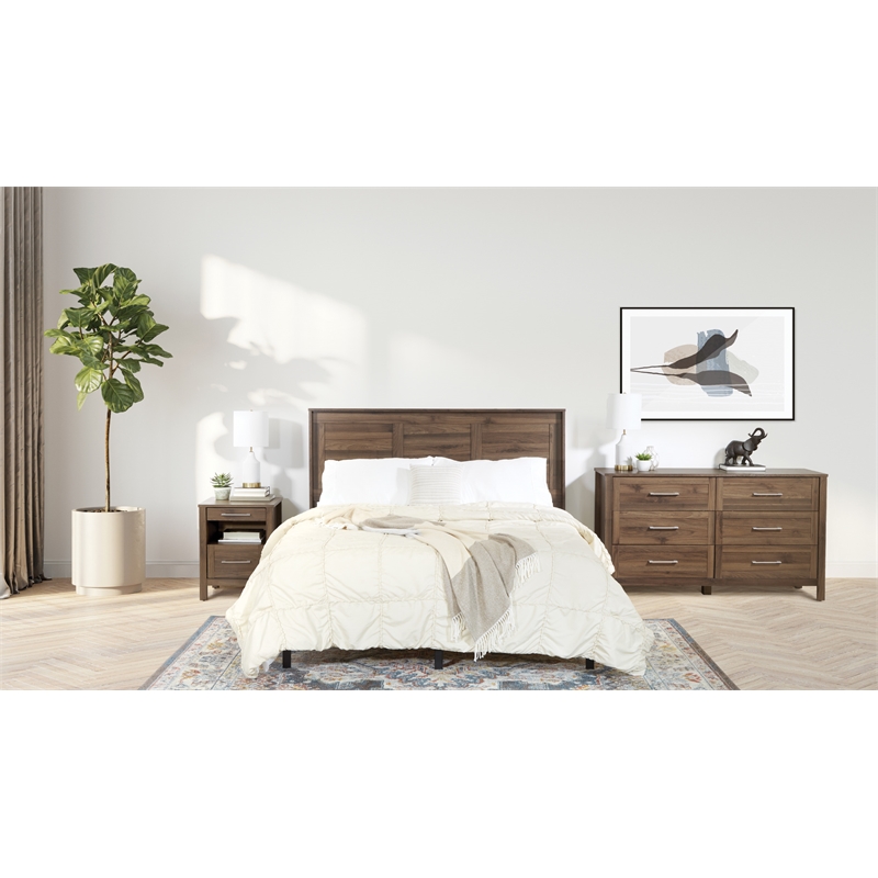 Scranton & Co 3-Piece Bedroom Set in Classic Walnut Wood Finish