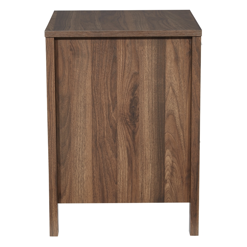 Scranton & Co Nightstand with 2 USB Ports in Classic Walnut Wood Finish