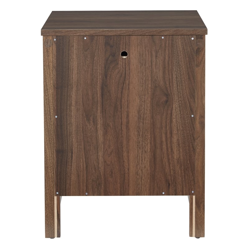 Scranton & Co Nightstand with 2 USB Ports in Classic Walnut Wood Finish