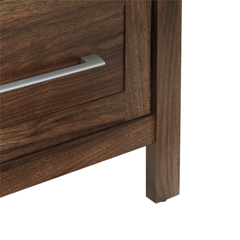Scranton & Co Nightstand with 2 USB Ports in Classic Walnut Wood Finish