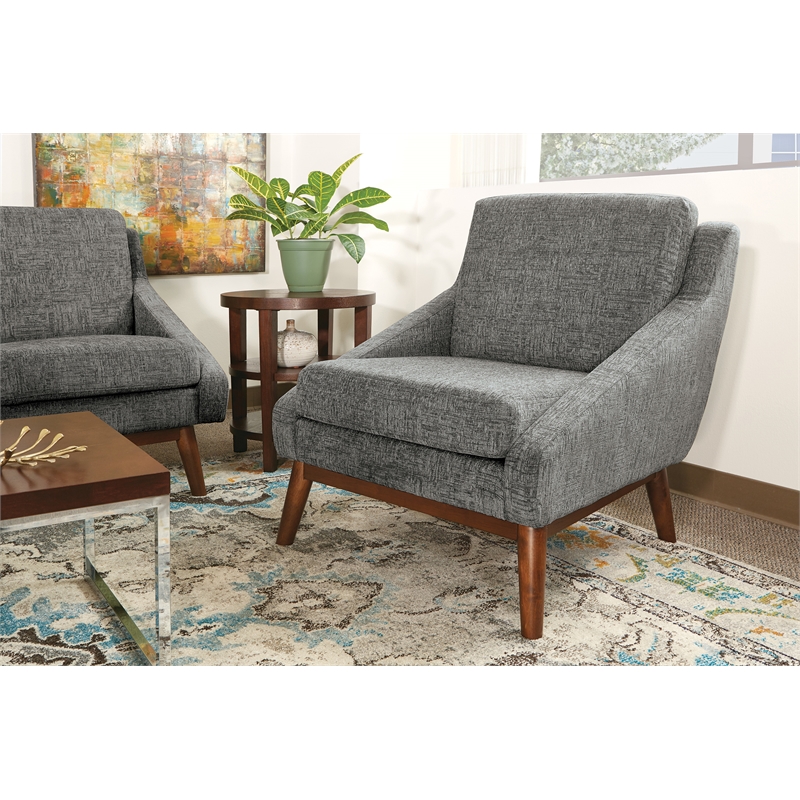 Scranton & Co Mid-Century Club Chair in Charcoal Fabric with Coffee Legs