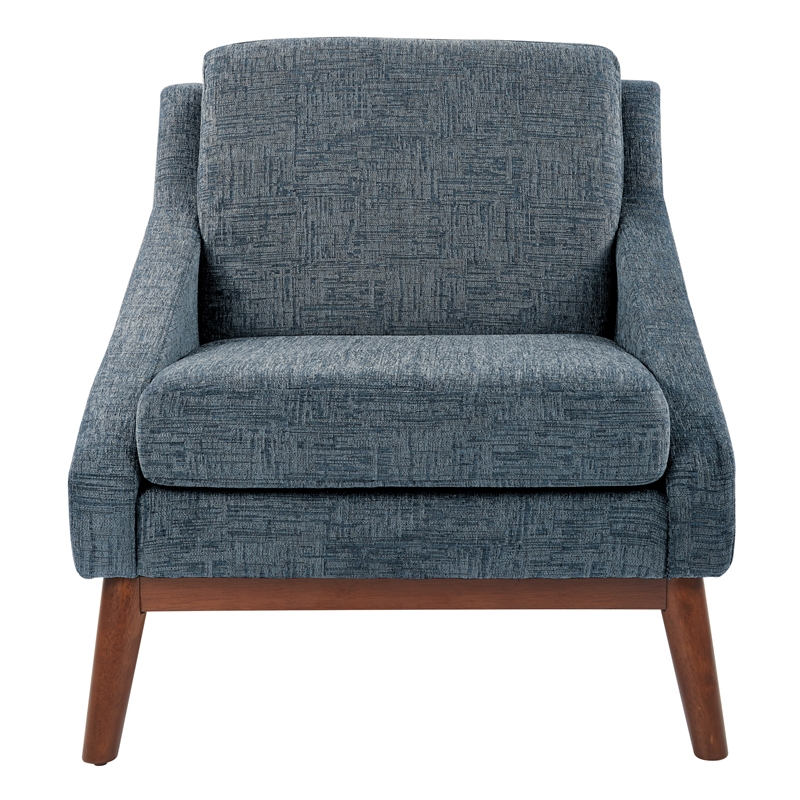 Scranton & Co Mid-Century Club Chair in Navy Fabric with Coffee Legs