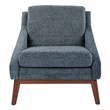 Scranton & Co Mid-Century Club Chair in Navy Fabric with Coffee Legs