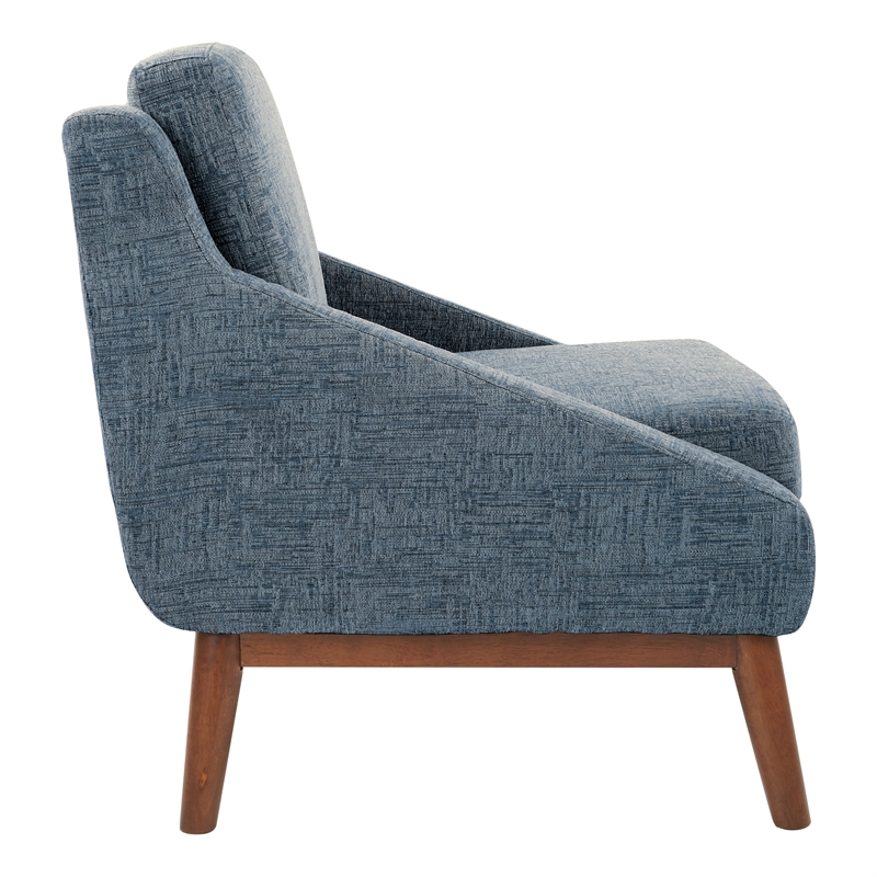 Scranton & Co Mid-Century Club Chair in Navy Fabric with Coffee Legs