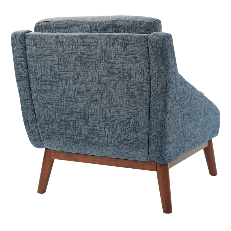 Scranton & Co Mid-Century Club Chair in Navy Fabric with Coffee Legs
