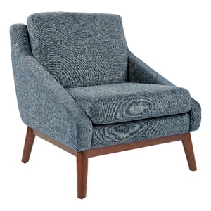 Scranton & Co Mid-Century Club Chair in Navy Fabric with Coffee Legs