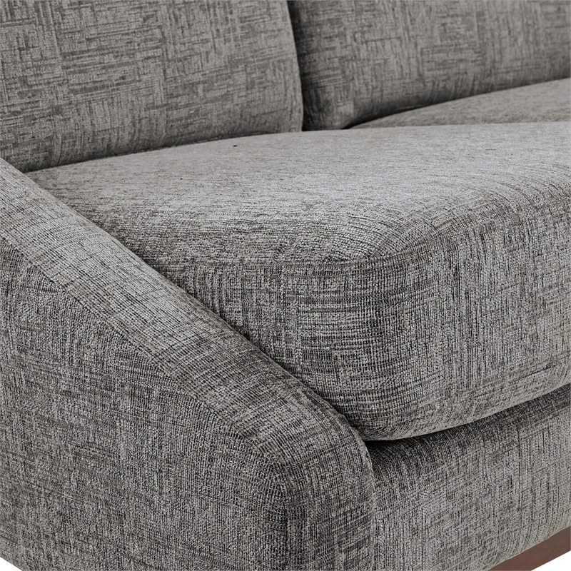 Scranton & Co Mid-Century Loveseat in Charcoal Fabric with Coffee Legs