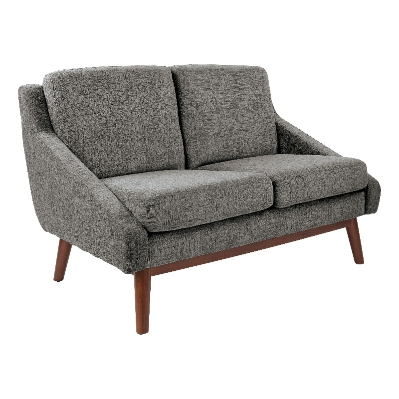 Scranton & Co Mid-Century Loveseat in Charcoal Fabric with Coffee Legs