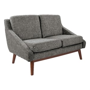 Scranton & Co Mid-Century Loveseat in Charcoal Fabric with Coffee Legs