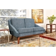 Scranton & Co Mid-Century Loveseat in Navy Fabric with Coffee Legs