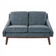 Scranton & Co Mid-Century Loveseat in Navy Fabric with Coffee Legs