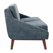 Scranton & Co Mid-Century Loveseat in Navy Fabric with Coffee Legs